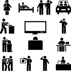 Sticker - Man, tv, chair, stare icon in a collection with other items