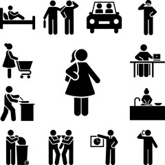 Poster - Girl, school, go, bag icon in a collection with other items