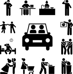 Poster - Two man, driving, car, vehicle icon in a collection with other items