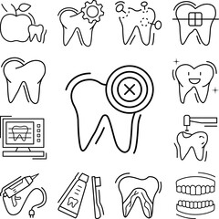 Canvas Print - Tooth pain target icon in a collection with other items