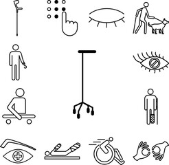 Wall Mural - crutch icon in a collection with other items