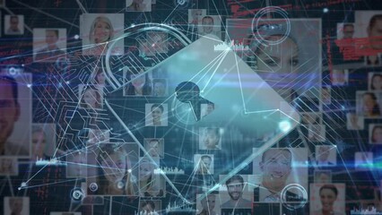 Poster - Animation of data processing and padlock over people icons