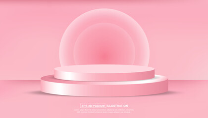 Poster - Realistic 3d pink pastel podium for brand product concept background