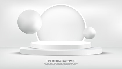 Poster - Realistic 3d white podium stand background