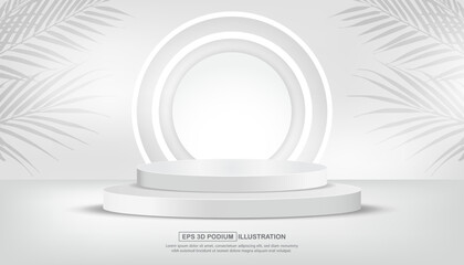 Poster - Realistic 3d podium white and grey minimal background