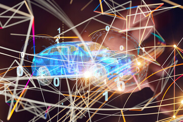 Poster - digital car technology smart in virtuel room