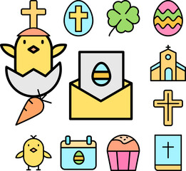Poster - Mail egg letter outline color icon in a collection with other items