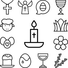 Poster - Candle cross icon in a collection with other items