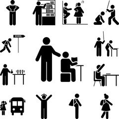 Poster - Teacher, book, read, student icon in a collection with other items