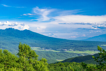 Canvas Print - 夏の車山高原からの八ヶ岳と富士山