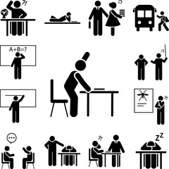 Poster - Answer, classroom, student icon in a collection with other items