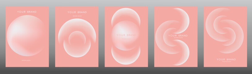 Leinwandbilder - Modern cover design set with vibrant gradient round shapes. Futuristic abstract backgrounds with moon sphere for your creative graphic design. Vector illustration.