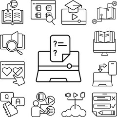 Poster - Education elarning laptop quiz icon in a collection with other items