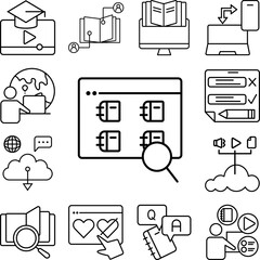 Poster - Book course lesson search icon in a collection with other items