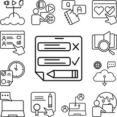 Poster - Education exam pencil report icon in a collection with other items