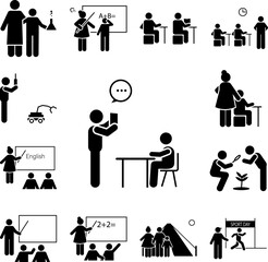 Poster - Class, education icon in a collection with other items