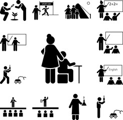 Poster - Class, test, teacher, student icon in a collection with other items