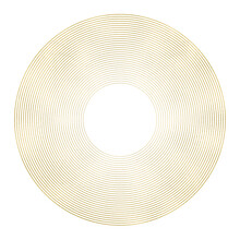 Golden Expanding Circle With Optical Illusion Effect, Radiating Thin Lines In Gold. Isolated Png Illustration, Transparent Background. Use For Overlay, Montage, Texture, Greeting And Invitation Card.