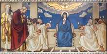 ZURICH, SWITZERLAND - JULY 1, 2022: The Fresco Of Pentecostin The Church Pfarrkirche Liebfrauen By Fritz Kunz (1906).