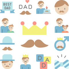 Poster - Crown, mustache icon in a collection with other items