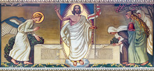 ZURICH, SWITZERLAND - JULY 1, 2022: The Fresco Of Resurrection Of Jesus In The Church Pfarrkirche Liebfrauen By Fritz Kunz (1906).