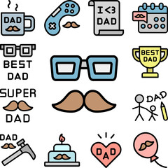 Poster - Glasses, mustache icon in a collection with other items