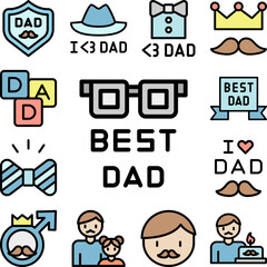 Poster - Best Dad, glasses icon in a collection with other items