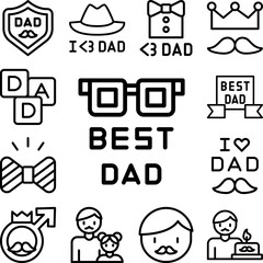 Poster - Best Dad, glasses icon in a collection with other items