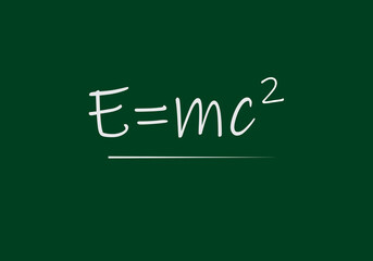 E equal to mc square on the green board vector illustration