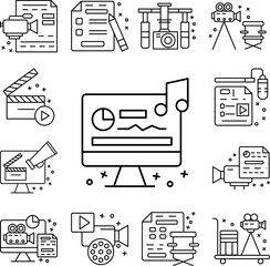 Poster - Sound editing, computer, music icon in a collection with other items