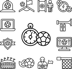 Poster - Stopwatch, football icon in a collection with other items
