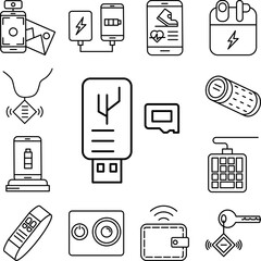 Poster - Gadget, card reader icon in a collection with other items