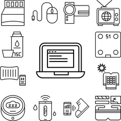 Poster - Gadget, notebook icon in a collection with other items