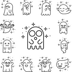 Sticker - Ghost astonishment icon in a collection with other items