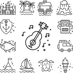 Poster - Ukelele music instrument icon in a collection with other items