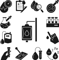 Poster - Donor, blood, test icon in a collection with other items