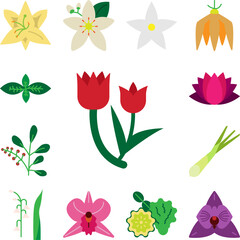 Poster - Herb, tulip icon in a collection with other items