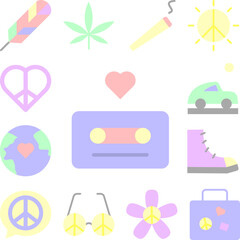 Poster - Cassette, heart icon in a collection with other items