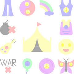Poster - Tent, hippy icon in a collection with other items