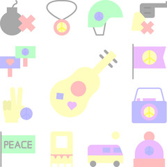 Poster - Quitter, musical instrument icon in a collection with other items