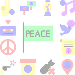 Poster - Flag, peace icon in a collection with other items