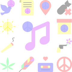 Poster - Note, peace icon in a collection with other items
