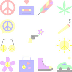 Poster - Revolver, flower icon in a collection with other items