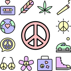 Poster - Sign, peace icon in a collection with other items