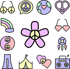 Poster - Flower, peace icon in a collection with other items