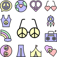 Poster - Glasses, peace icon in a collection with other items