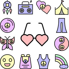 Poster - Heart, glasses icon in a collection with other items