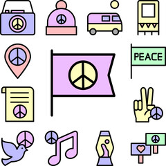 Poster - Flag, peace icon in a collection with other items