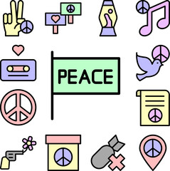 Poster - Flag, peace icon in a collection with other items