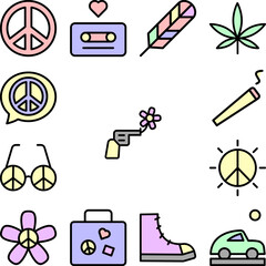 Poster - Revolver, flower icon in a collection with other items